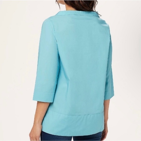 Nwt MARTHA STEWART STRETCH POPLIN BLOUSE - MEDIUM - PEARL PINK - Picture 5 of 6